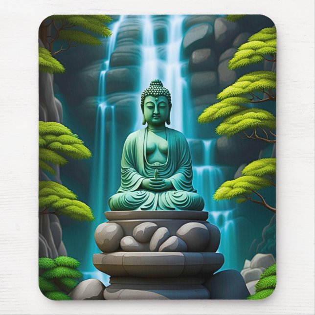 Buddha Waterfall Mouse Pad (Front)