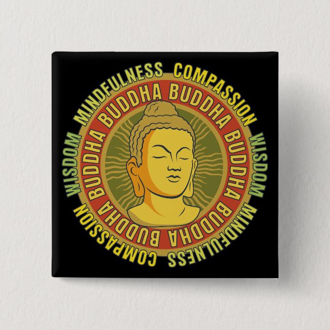 Buddha Wisdom 15 Cm Square Badge (Front)