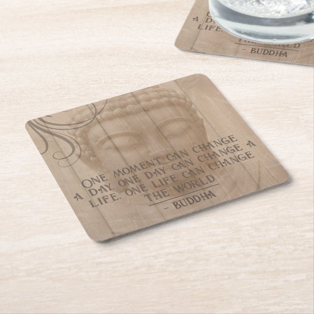 Buddha Wise Words of Wisdom Mindfulness Proverb Square Paper Coaster (Angled)