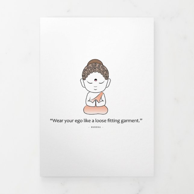 Buddha With A Wise Saying Tri-Fold Holiday Card (Cover)