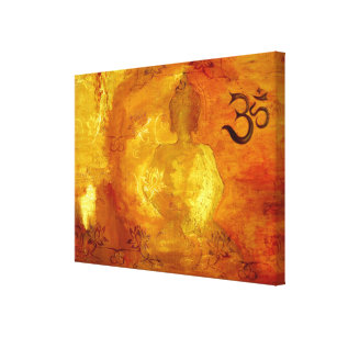 Buddha with Om and Lotosflowers Canvas Print