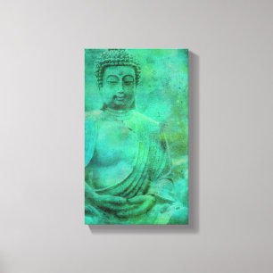Buddha Zen Garden in Blue and Green Shades Canvas  Print