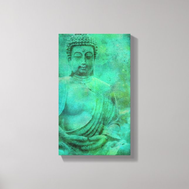 Buddha Zen Garden in Blue and Green Shades Canvas  Print (Front)
