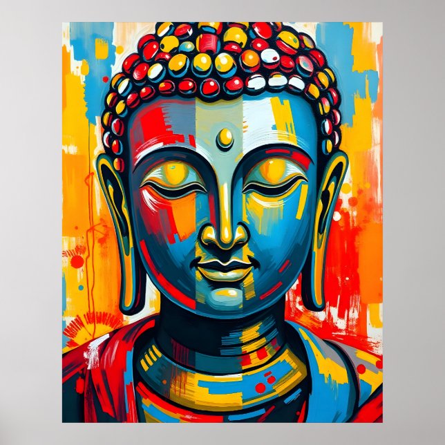  Buddha's Colourful Abstract Painting Poster (Front)