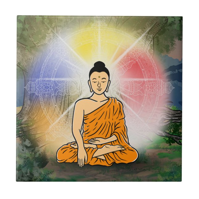 Buddha's Enlightenment Ceramic Tile (Front)