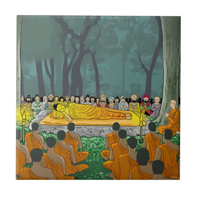 Buddha's Final Nirvana Ceramic Tile (Front)