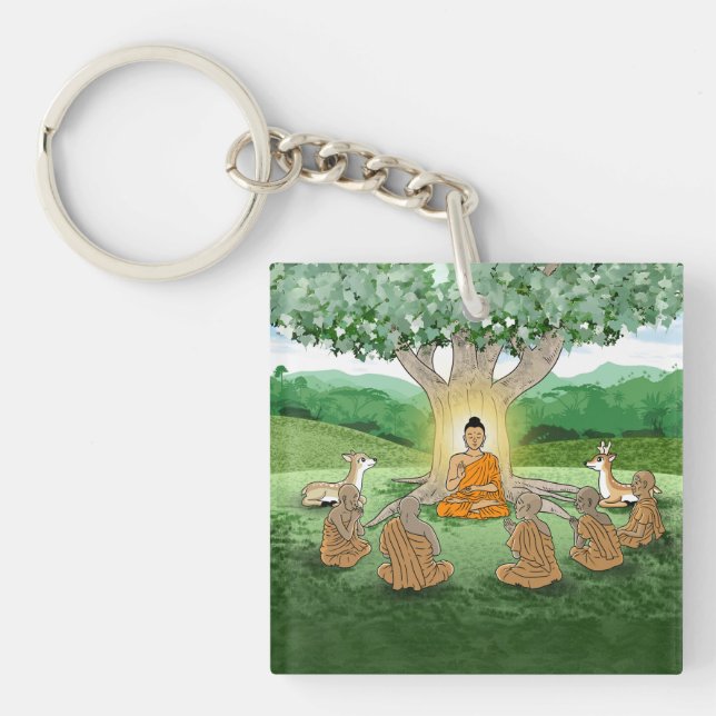 Buddha's First Sermon Teaching Keychain (Front)