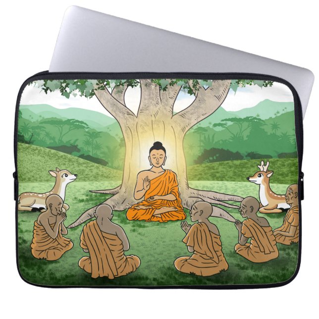 Buddha's First Sermon Teaching Laptop Sleeve (Front)