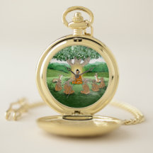 Buddha's First Sermon Teaching Pocket Watch