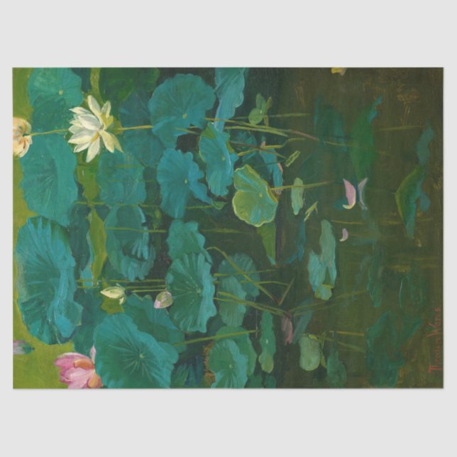 Buddha's Flowers, Lotus, Tokyo by Theodore Wores Tissue Paper (Front)