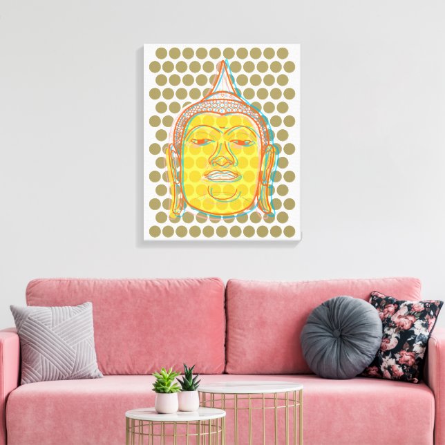Buddha's Head Offset Print Zen Modern Pop Dots (Insitu(LivingRoom))