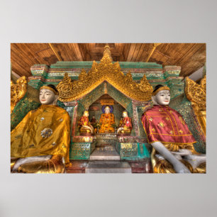 Buddhas In A Temple Poster