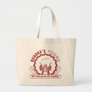 Buddha's Pizzeria Large Tote Bag
