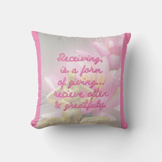 BuddhaToday V3  Flowering Frog #3 Quote Pillow (Front)