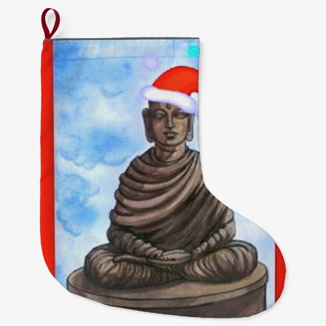 Buddhism - Buddha - Merry Christmas Large Christmas Stocking (Front)