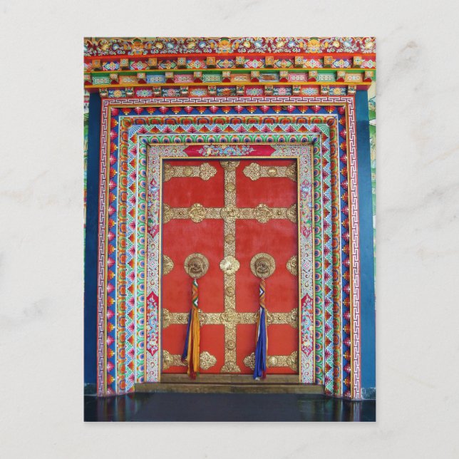 Buddhism Buddhist Colourful Door Tibetan Monastery Postcard (Front)