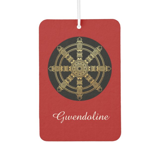 Buddhism Golden Dharma Wheel Personalized Car Air Freshener (Front)