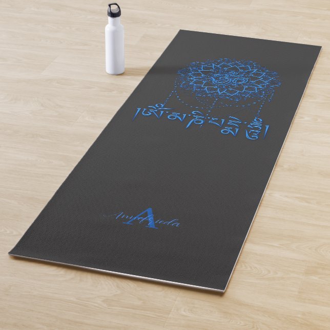 Buddhism Mani Mantra In Blue With Mandala Yoga Mat (In Situ)