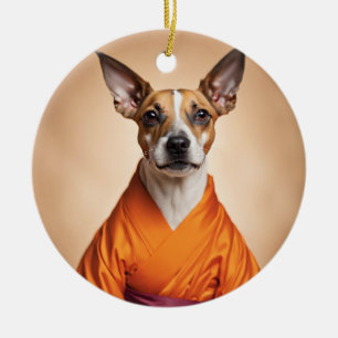 Buddhist Brazilian Terrier Ceramic Tree Decoration