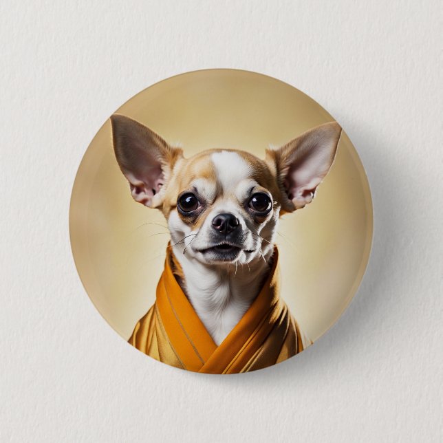 Buddhist Chihuahua 6 Cm Round Badge (Front)