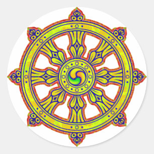 Buddhist Dharma Chakra Classic Round Sticker