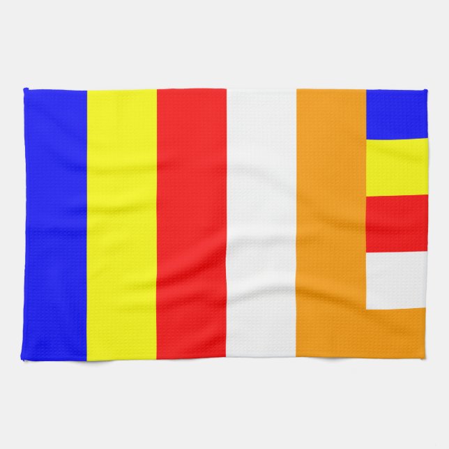 Buddhist Flag Tea Towel (Horizontal)