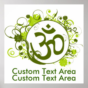Buddhist Floral Green Om Poster