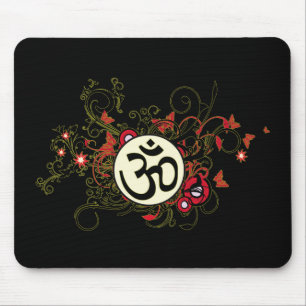 Buddhist Floral Om Mouse Pad
