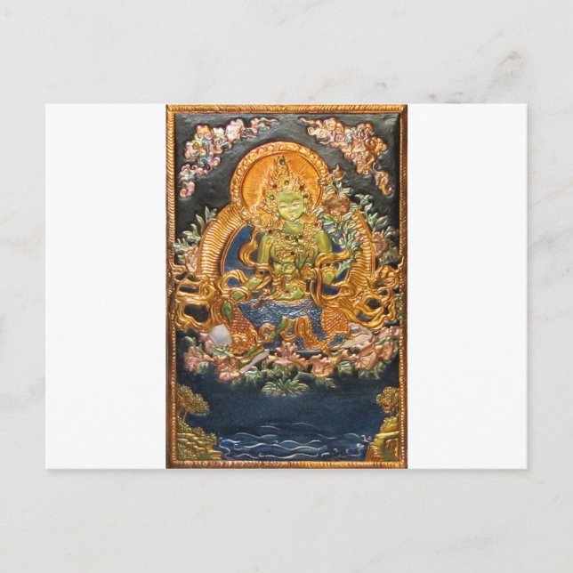 BUDDHIST GODDESS GREEN TARA METALLIC INLAY POSTCARD (Front)