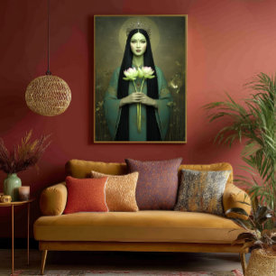 Buddhist Goddess Green Tara Minimalistic Painting Poster