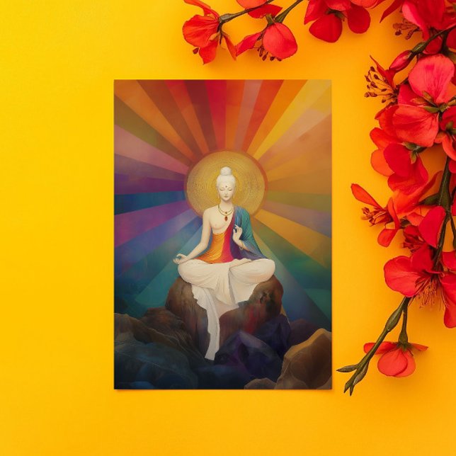 Buddhist Goddess White Tara Rainbow Portrait Art Postcard (Creator Uploaded)