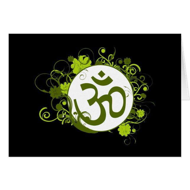 Buddhist Green Floral Om (Front Horizontal)