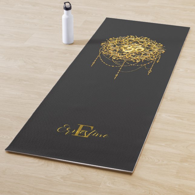 Buddhist Holy Symbol Om In Gold Yoga Mat (In Situ)