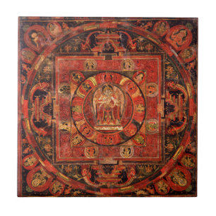 Buddhist Mandala of Compassion Tile