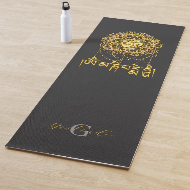 Buddhist Mani Mantra In Gold With Mandala Yoga Mat (In Situ)