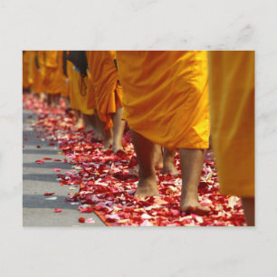 Buddhist Monks walking postcard