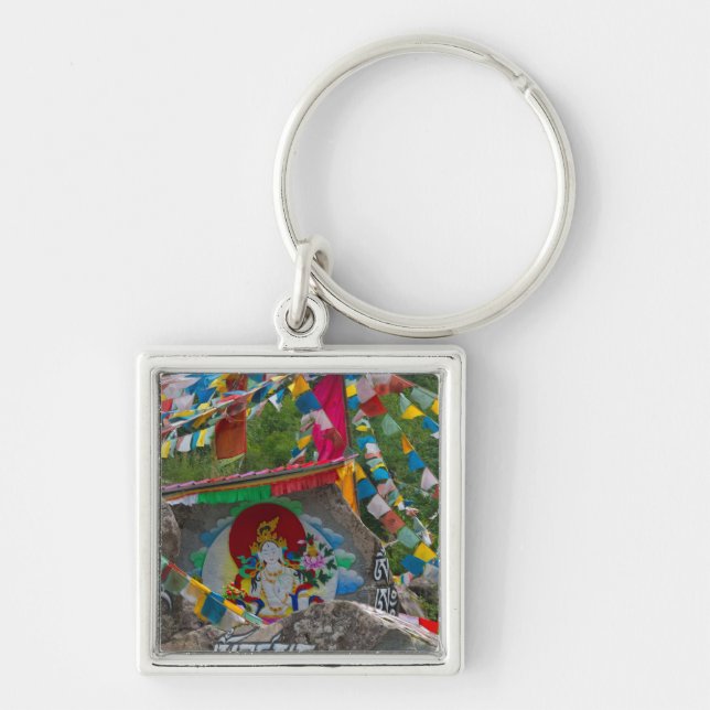 Buddhist Painting on Rocks Key Ring (Front)