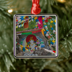 Buddhist Painting on Rocks Metal Tree Decoration