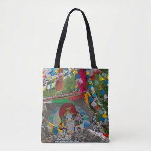 Buddhist Painting on Rocks Tote Bag