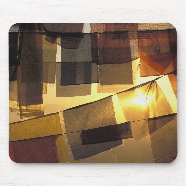 Buddhist prayer flags in the sunset, mouse pad (Front)