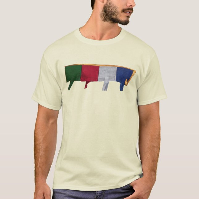 Buddhist Prayer Flags, Kagyu Samye Ling monastery T-Shirt (Front)