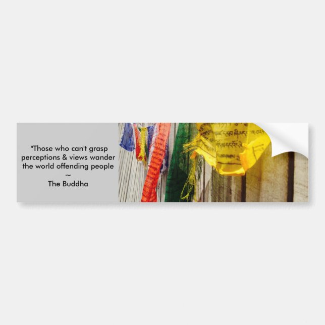Buddhist Prayer Flags w/long Quote by the Buddha Bumper Sticker (Front)
