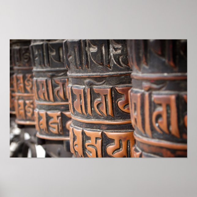 Buddhist prayer wheels poster (Front)