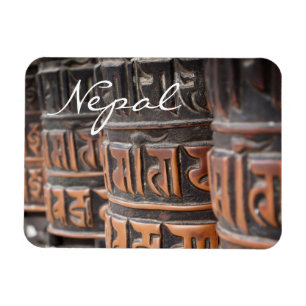 Buddhist prayer wheels rectangular text magnet
