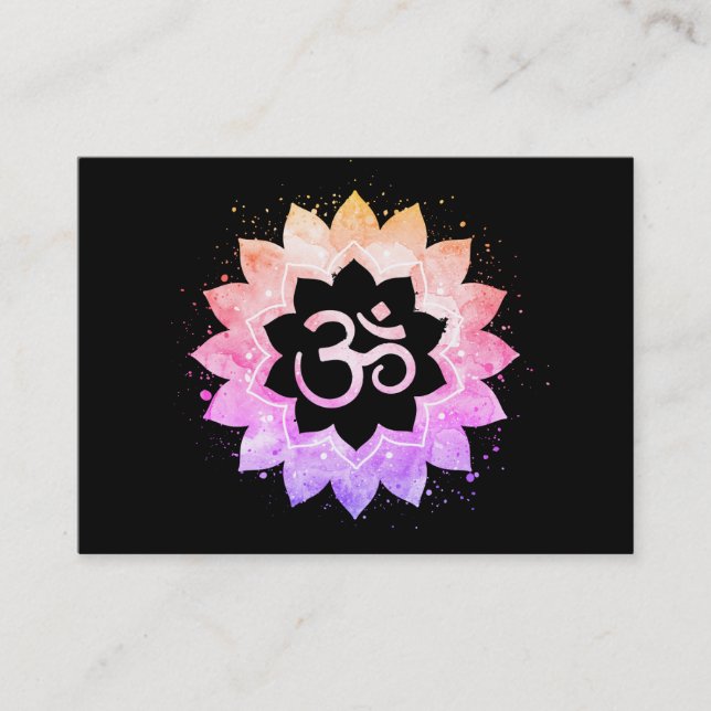 *~* Buddhist Spiritual Yoga Om Aum Lotus Flower Business Card (Front)
