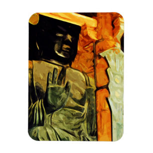 Buddhist Statue in Temple Abstract Impressionism Magnet
