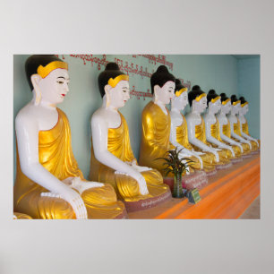 Buddhist statues in Umin Thounzeh Poster