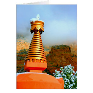 Buddhist stupa glowing