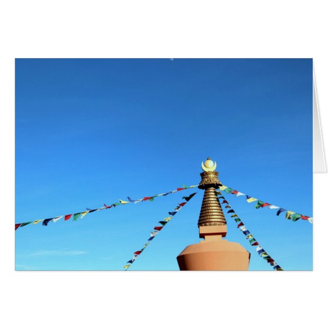 Buddhist stupa with prayer flags (Front Horizontal)