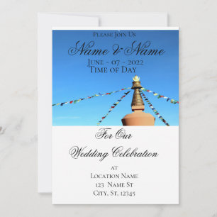 Buddhist stupa with prayer flags Thunder_Cove Invitation